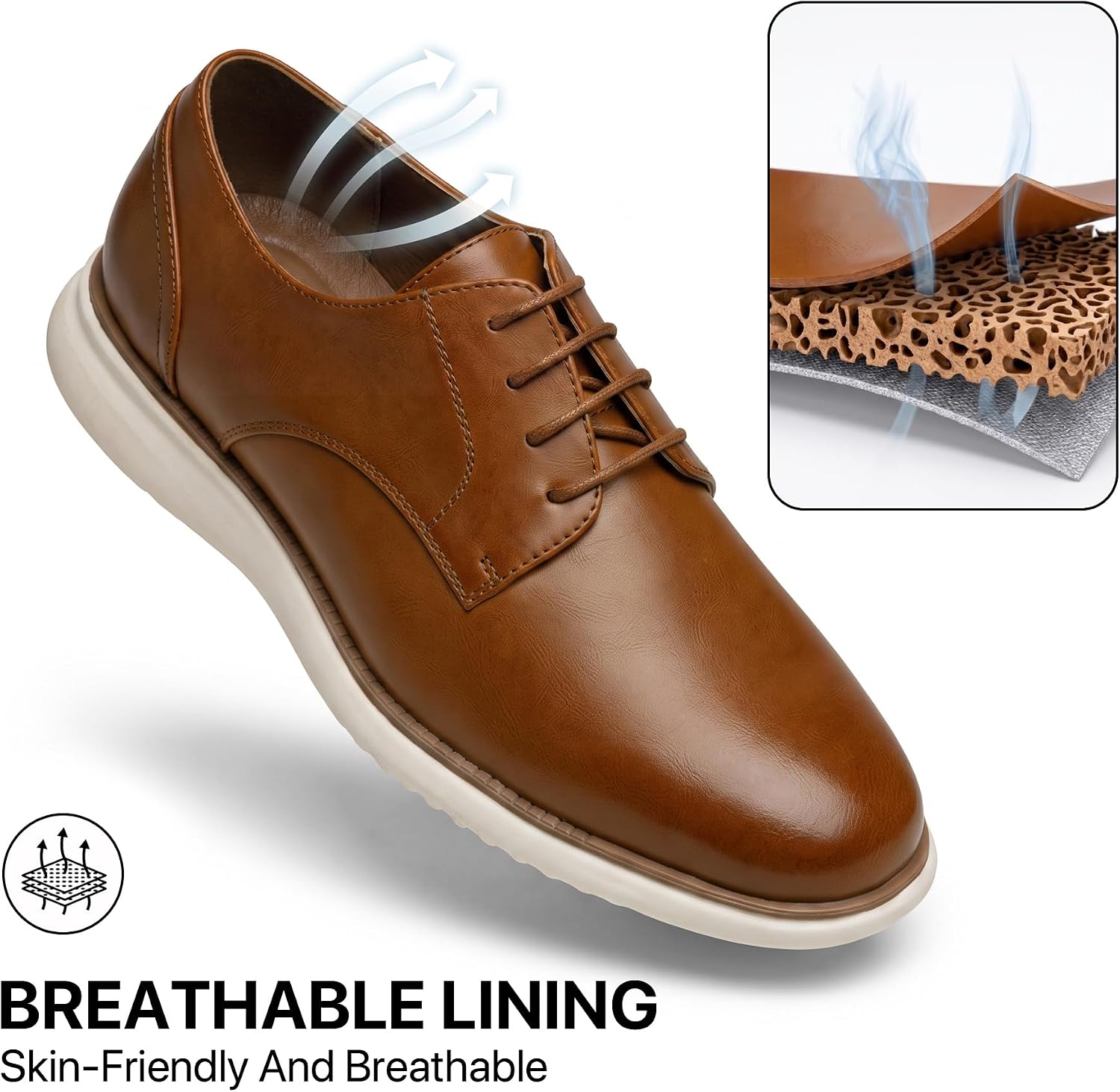 Jousen Men's Dress Shoes Casual Plain Toe Oxfords Shoes
