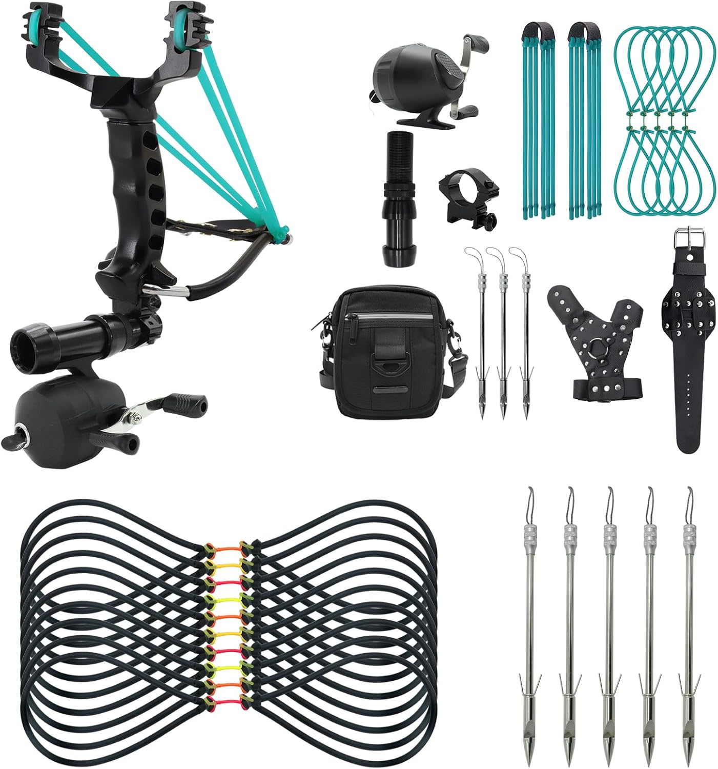 oubert Slingshot Fishing Kit with 5 Pcs Slingshot Fishing Darts and 10 Pcs Fishing Slingshots Replacement Bands