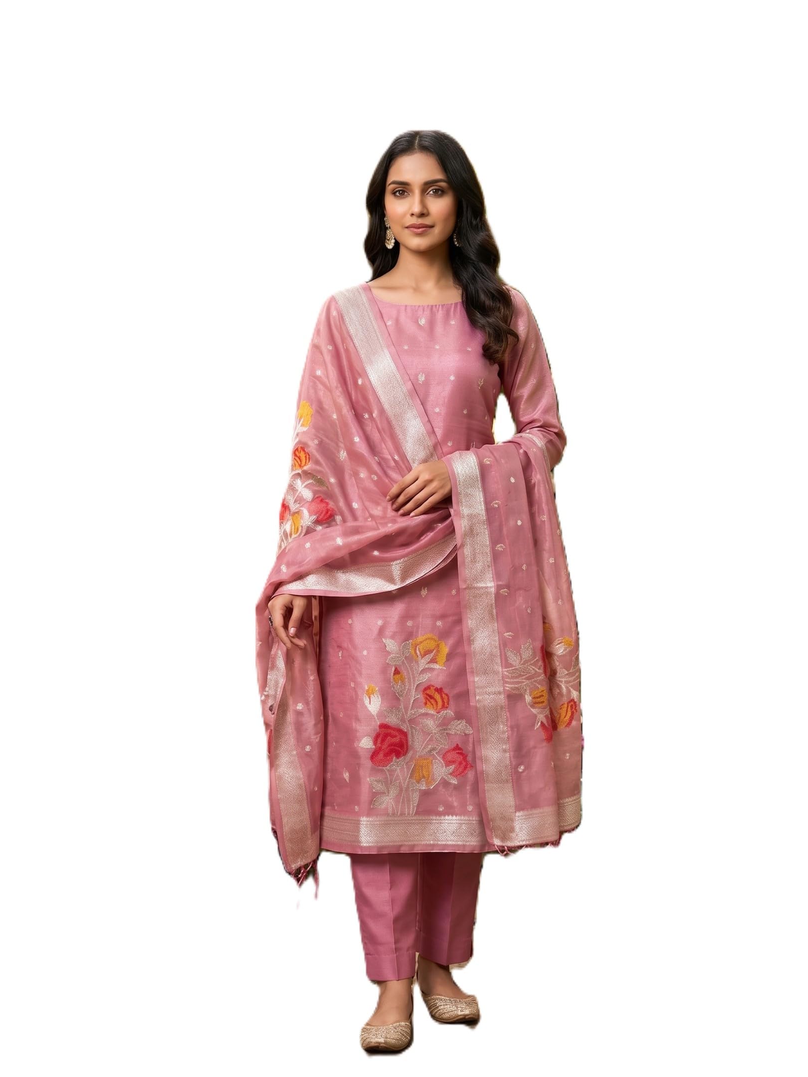 Premium Banarasi Shimmer Suit | Tissue Zari Woven Unstitched Dress Material for Women with Jacquard Dupatta | Festive & Wedding Collection-image-4
