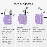 Vista 6 de Puroma Combination Lock 4 Digit Waterproof Locker Locks Secure Outdoor Padlock for Gym Lockers, Toolboxes, Gates, Fences, Storage, Sports Locker