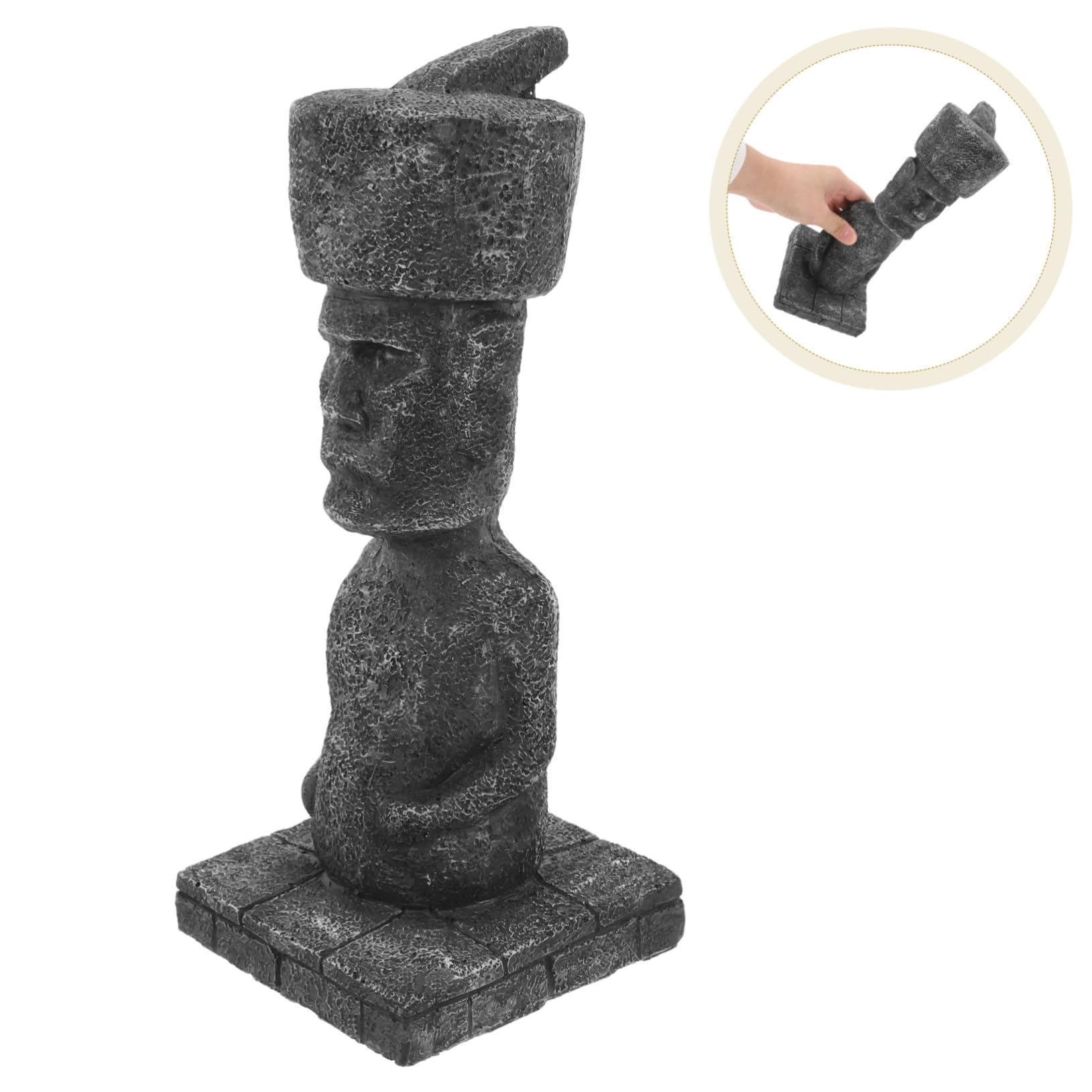 Statua Moai in Pietra Resistente Decorazione Paesaggistica Romana Antica Figurina Artistica per Vasche e Terrari Ornamento Realistico per Appassionati del Passato