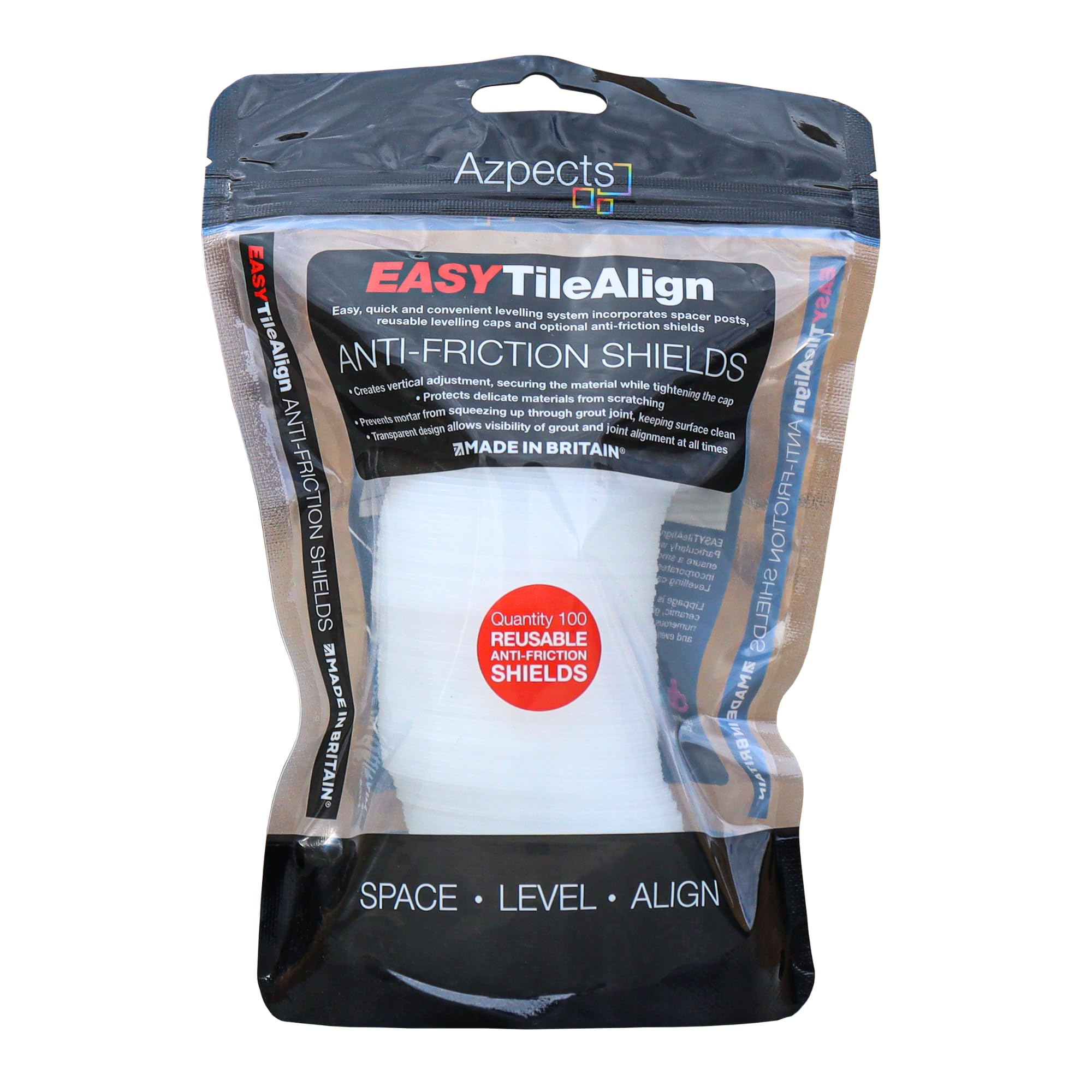 Azpects EASYTileAlign Anti Friction Shield - 100 Pack - Patio Levelling System