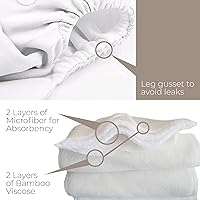 Vista 3 de Nora's Nursery - Pañales de bolsillo de tela para bebé, 7 insertos de bambú, 1 bolsa húmeda