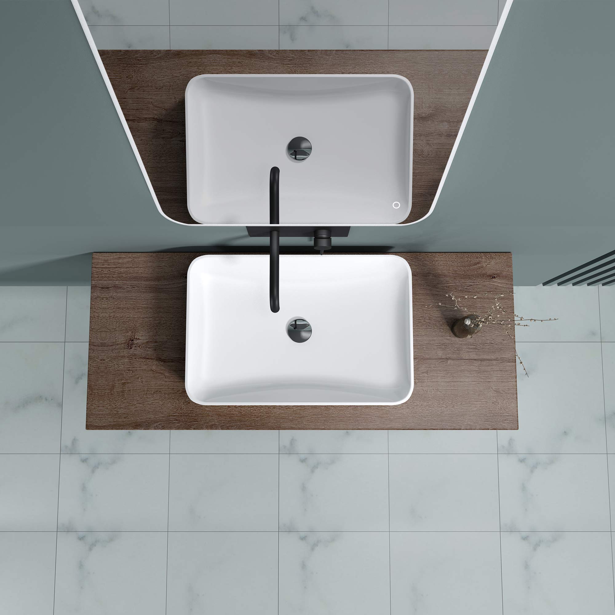 doporro Mensola Sospesa Porta Lavabo 45x80 cm in Legno Marrone, Consolle da Parete per Lavabo da Appoggio, Mobile da Bagno con Staffe Platte01