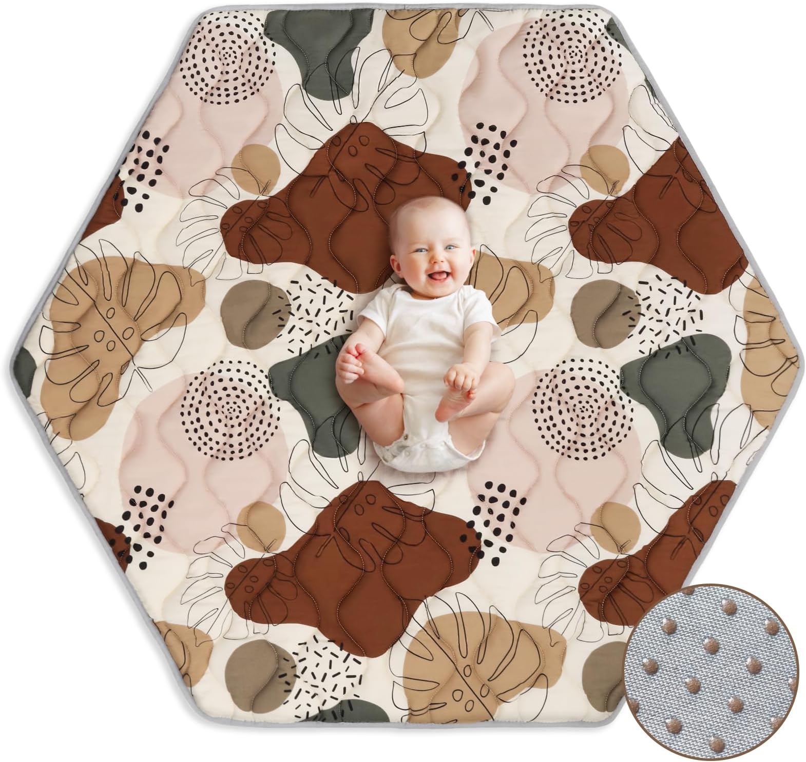 Blissful Diary Hexagon Playpen Mat,52x48 Thicken Soft Playpen Mat fits Regalo
