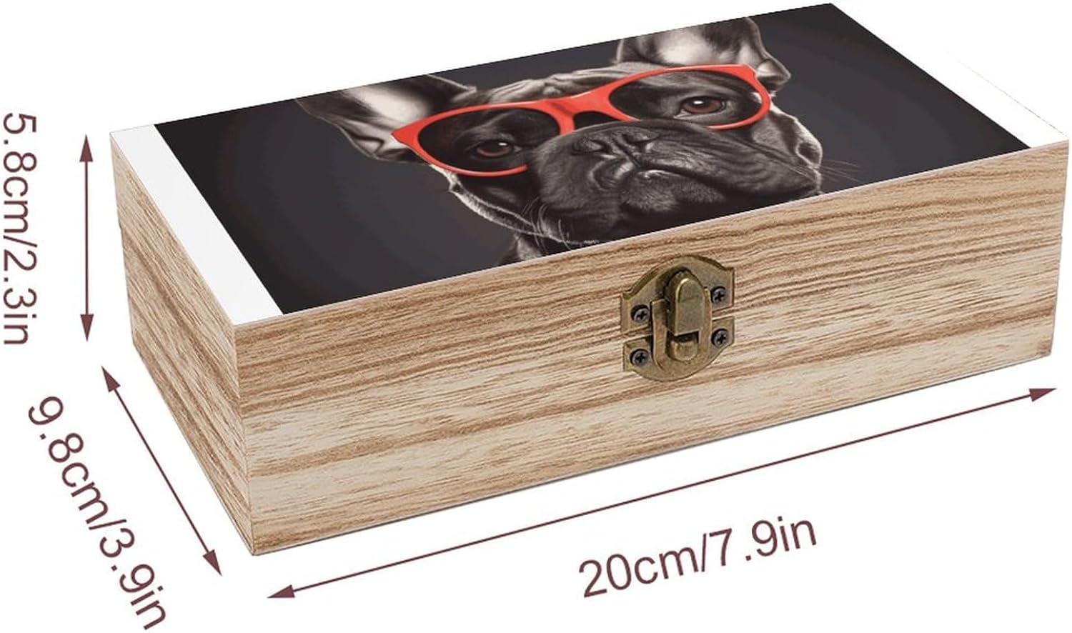 Vintage Wooden Storage Box with Front Clasp Keepsake Box with Lid image 2