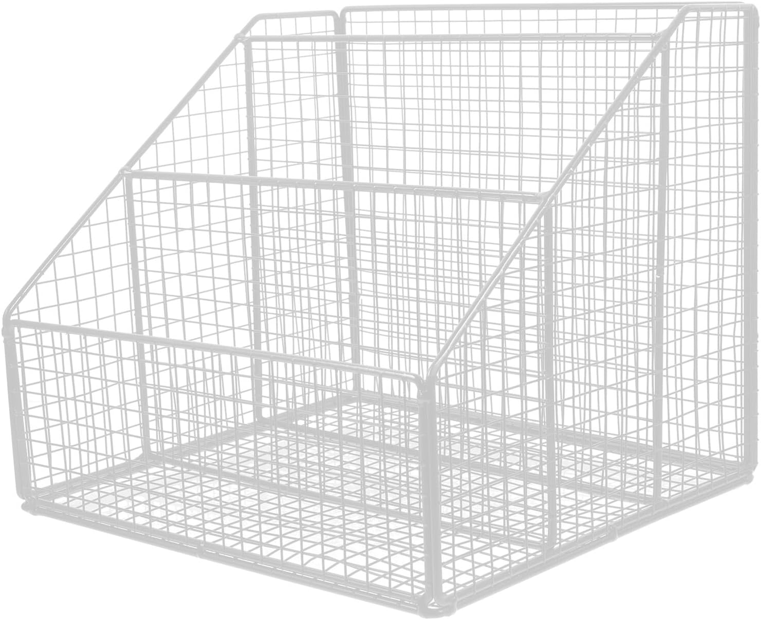 Zerodeko Iron Desktop Book Rack with Multiple Compartments, Medium White File Folder Organizer for Office and Home, Wear-Resistant Layered Tabletop Book Holder and Document Storage Shelf