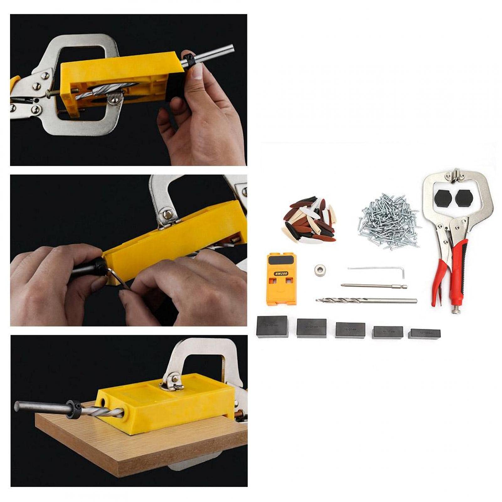 Locher-Locator, Kunststoff-Pocket-Loch-Bohrlehren-Set Holzbearbeitungs-Bohrerführung Schräglocher-Positionierer-Locator