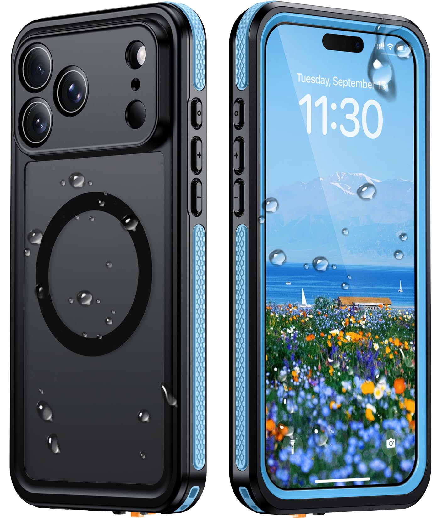 Temdan Designed for iPhone 18 Pro Case Waterproof, Blue