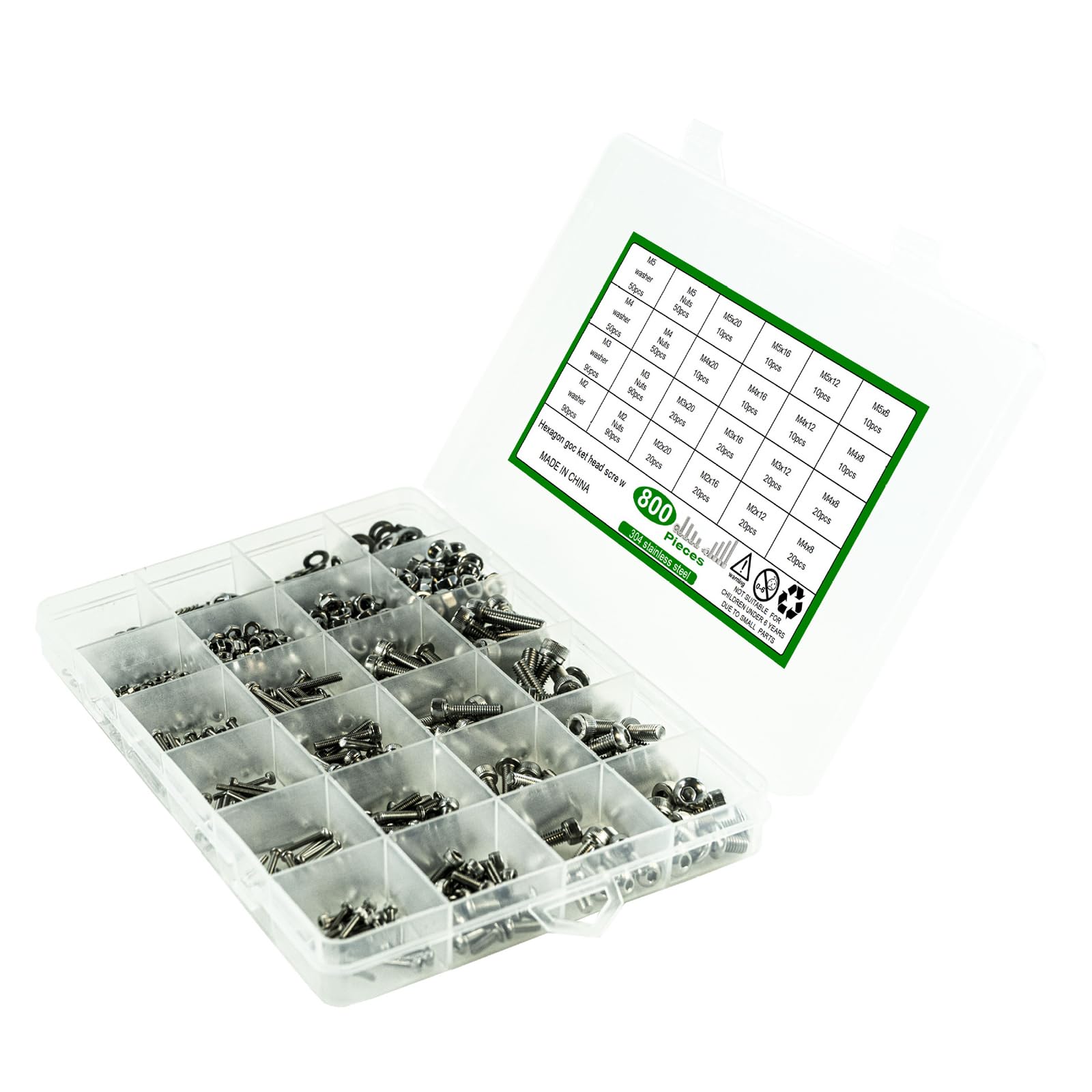 DIIOOMIEEU Assorted Set of 800pcs Screws & Fasteners 2mm Screws Assortment Set Hardware for Projects & Repairs