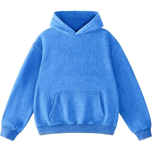 Dnzzs Men's Oversized Acid Wash Hoodies Heavyweight Cotton Fleece Sweatshirt Loose Fit Fall Winter Casual Streetwear Pullover