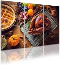 6 Pack Art Acoustic Panels Self Adhesive Preparing stuffed turkey side dishes for Thanksgiving holiday 48"x72" Decorative Acoustic Panels Sound Absorbing Wall Art for Studios Office Theaters