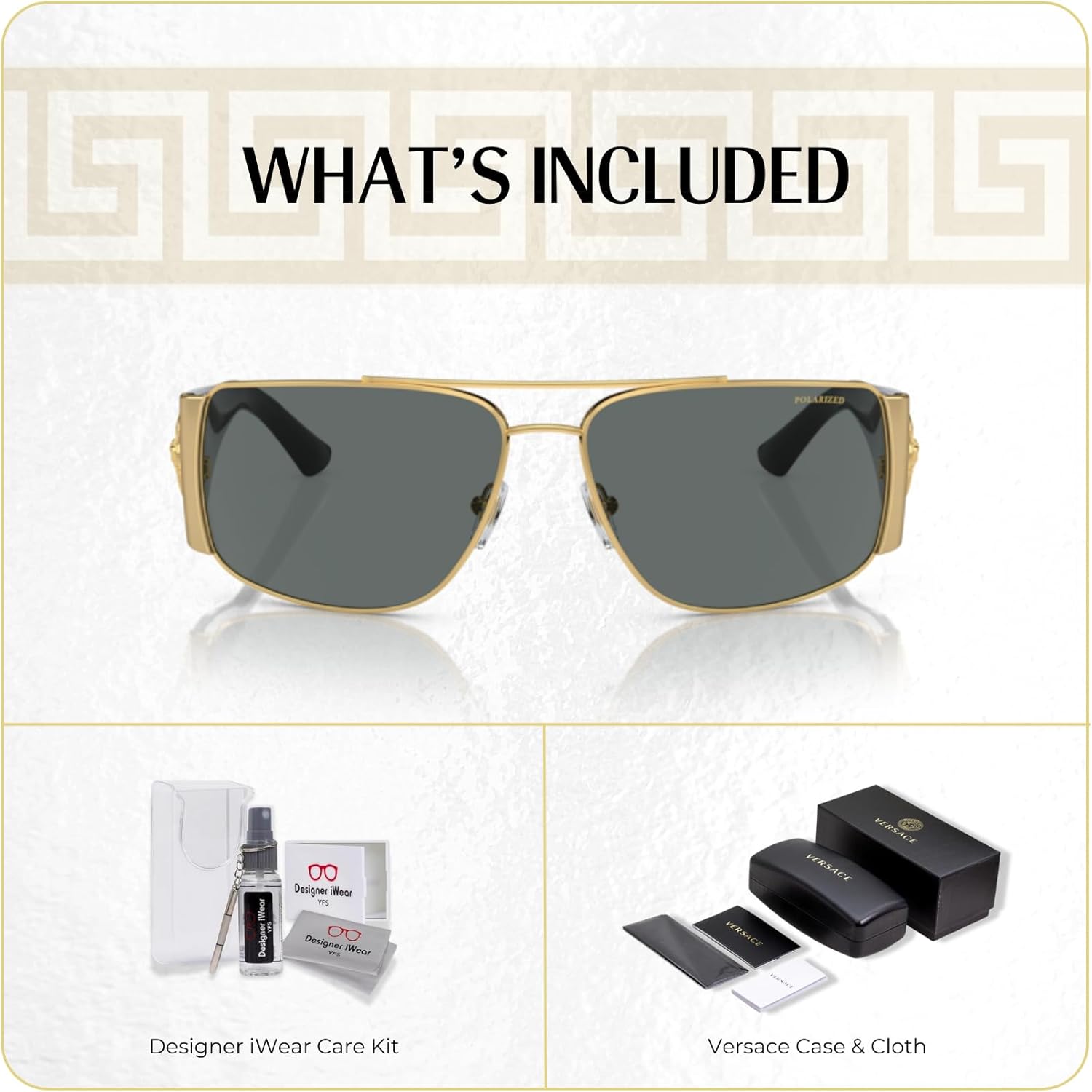 Versace VE2163 Rectangular Sunglasses For Men For Women +BUNDLE with ACCESSORY EYEWEAR KIT