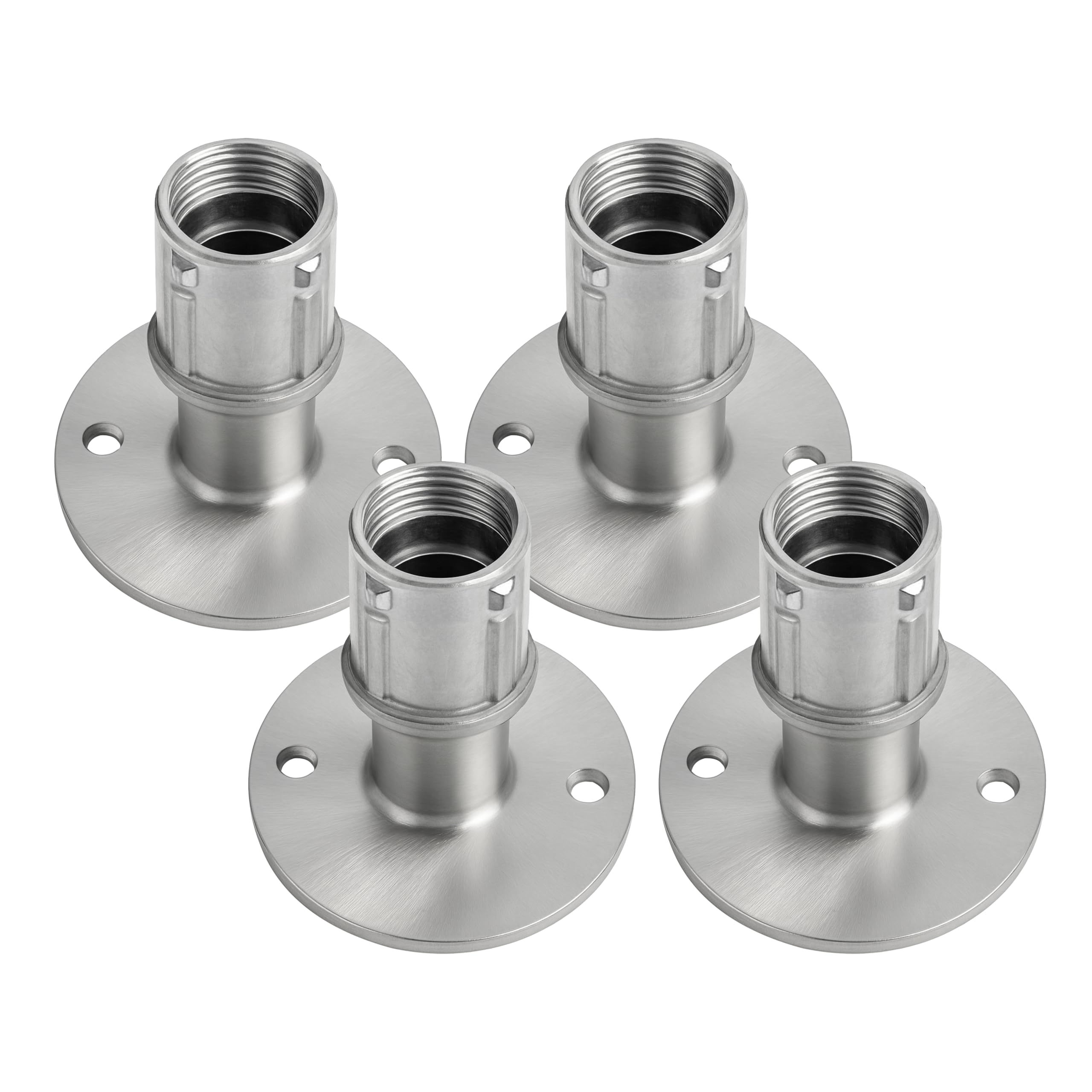 Leyso Set of 4 Stainless Steel Flanged Feet 1” Adjustable w/ 3-1/2” Diameter Flange for Stainless Steel 1-5/8” O.D. Tubing (Flanged Feet)