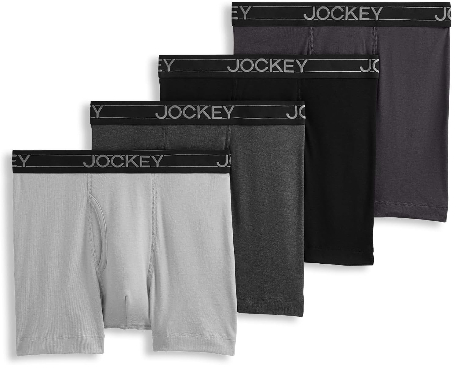Jockey Men’s Underwear Lightweight Cotton Blend 5″ Boxer Brief – 4 Pack
