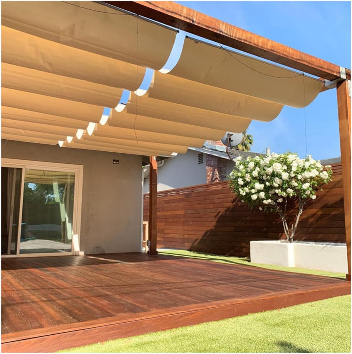 Wave shade cover, Retractable Roman Sail Shade, Slide Wire Wave Shade