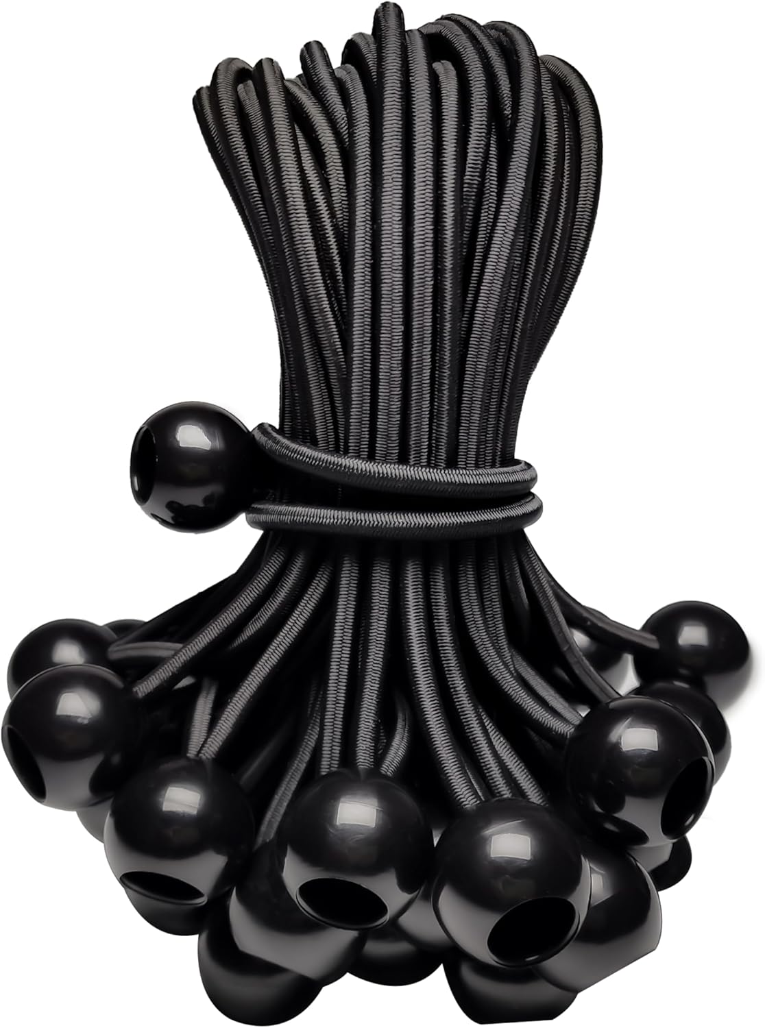 Heavy Duty Bungee Cords with Balls, 6 Inch Elastic Tie Down Straps for Outdoor Use, Ideal for Camping, Travel, Luggage, and More – 50 Pack, Black