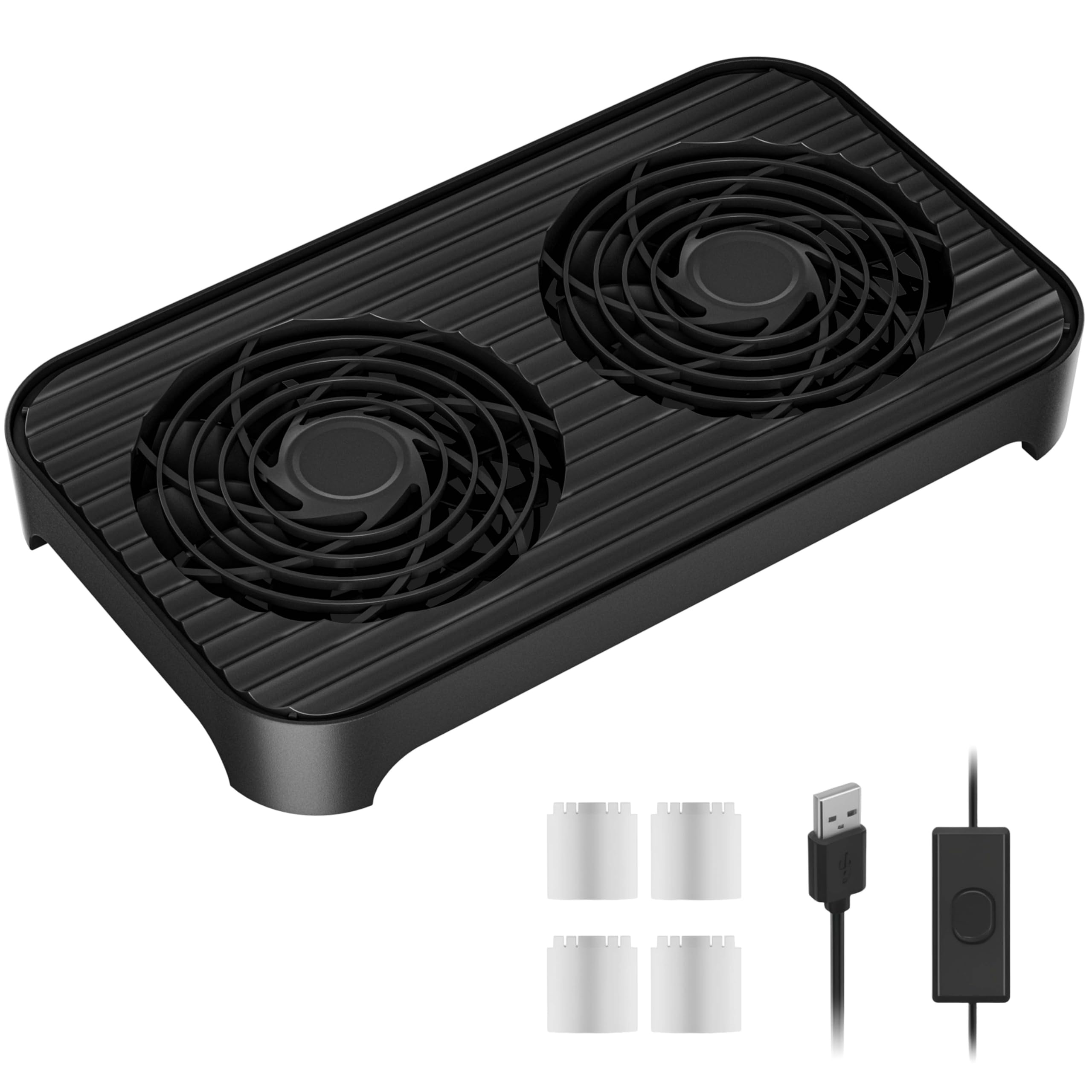 X4 Leiser USB-Lüfter, Hochgeschwindigkeits-Dual-140-mm-USB-PC-Ventilator mit One-Touch-Schalter für Router, Laptop, Receiver, Verstärker, DVR, PlayStation, Xbox, Computerschrankkühlung