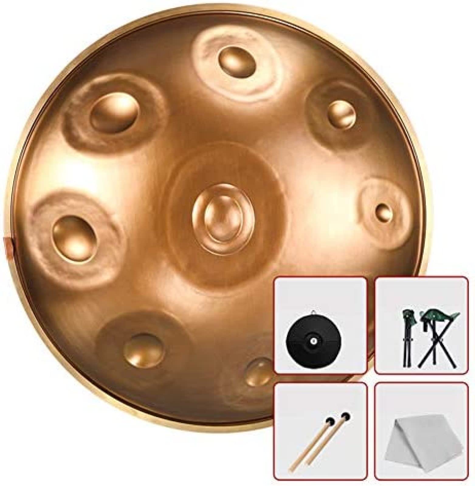 22 Pulgadas 9 Notas Handpan Drum D Minor Steel Musical Pan Drum Instrumento De Percusión con Bolsa Handpan, Baquetas, Trípode De Tambor Plegable Y Paño De Limpieza Profesional Fabricado En Alemani