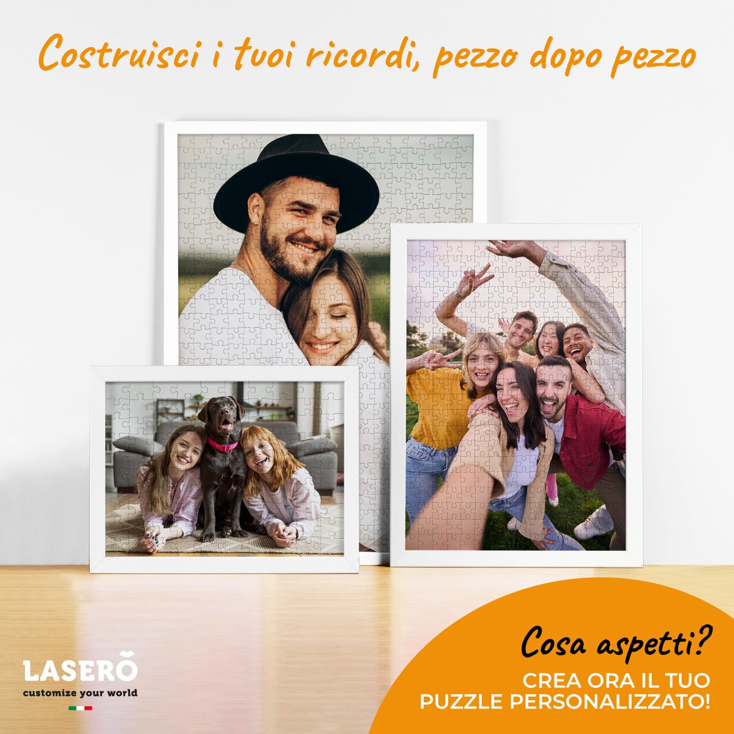 LASERO' Puzzle Personalizzato con Foto 42x29,7cm – 320 Pezzi – Puzzle Personalizzato HD – Idea Regalo Originale per Anniversario e Compleanno