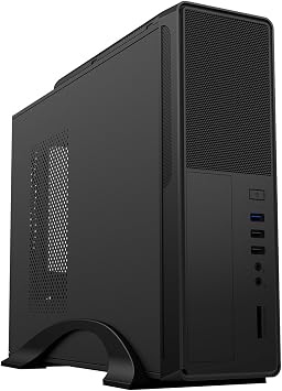 CiT S014B Micro-ATX Slim Office PC Case with 300W Power Supply   Micro-ATX & Mini-ITX Support   SD/TF Card Reader   80mm Fan Pre-Installed   USB 3.0 & USB 2.0   Business Workstation Case | Black
