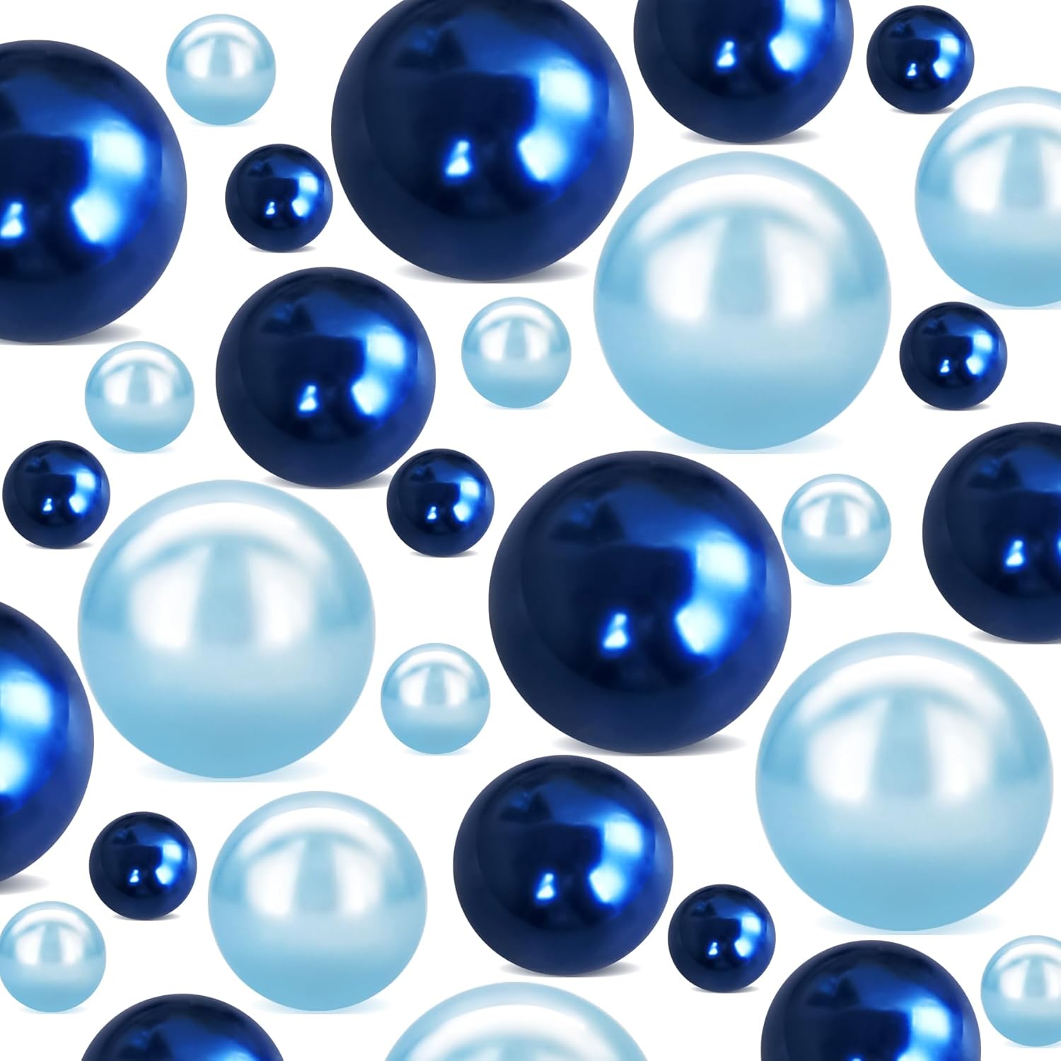 280Pcs Beads Faux Pearls Vase Filler for Centerpieces, Navy+Light Blue 8/14/18mm No Hole Pearls for Vase, Beads for Wedding Makeup Party Home Birthday Table Decor Decoration - Image 7