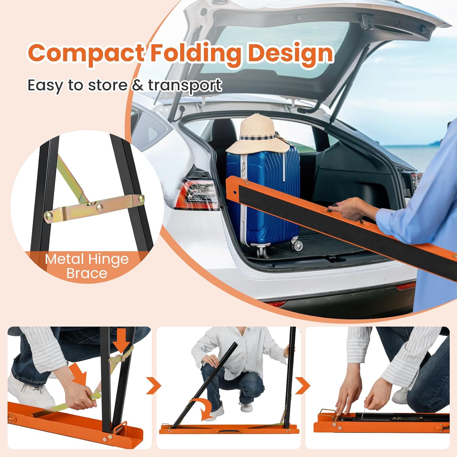 2 Pack Folding Sawhorses, Heavy Duty Metal Saw Horse with Pre-Drilled Holes, Handle & Non-slip Top, Portable & Collapsible Saw Horses for Woodworking Carpenters, Contractors