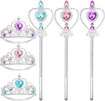 تاج Cocojeci للفتيات الصغيرات Princess Crown وPrincess Dress Up Tiara وتاج عيد ميلاد Wand للفتيات 3-6 هدية ألعاب للأطفال