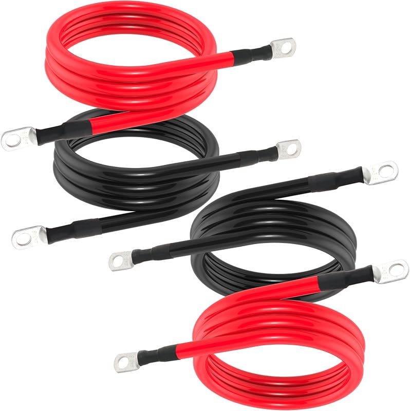 Cabo de bateria 4 AWG TUELETFU com terminais de 3/8 pol. – 1,52 m, par