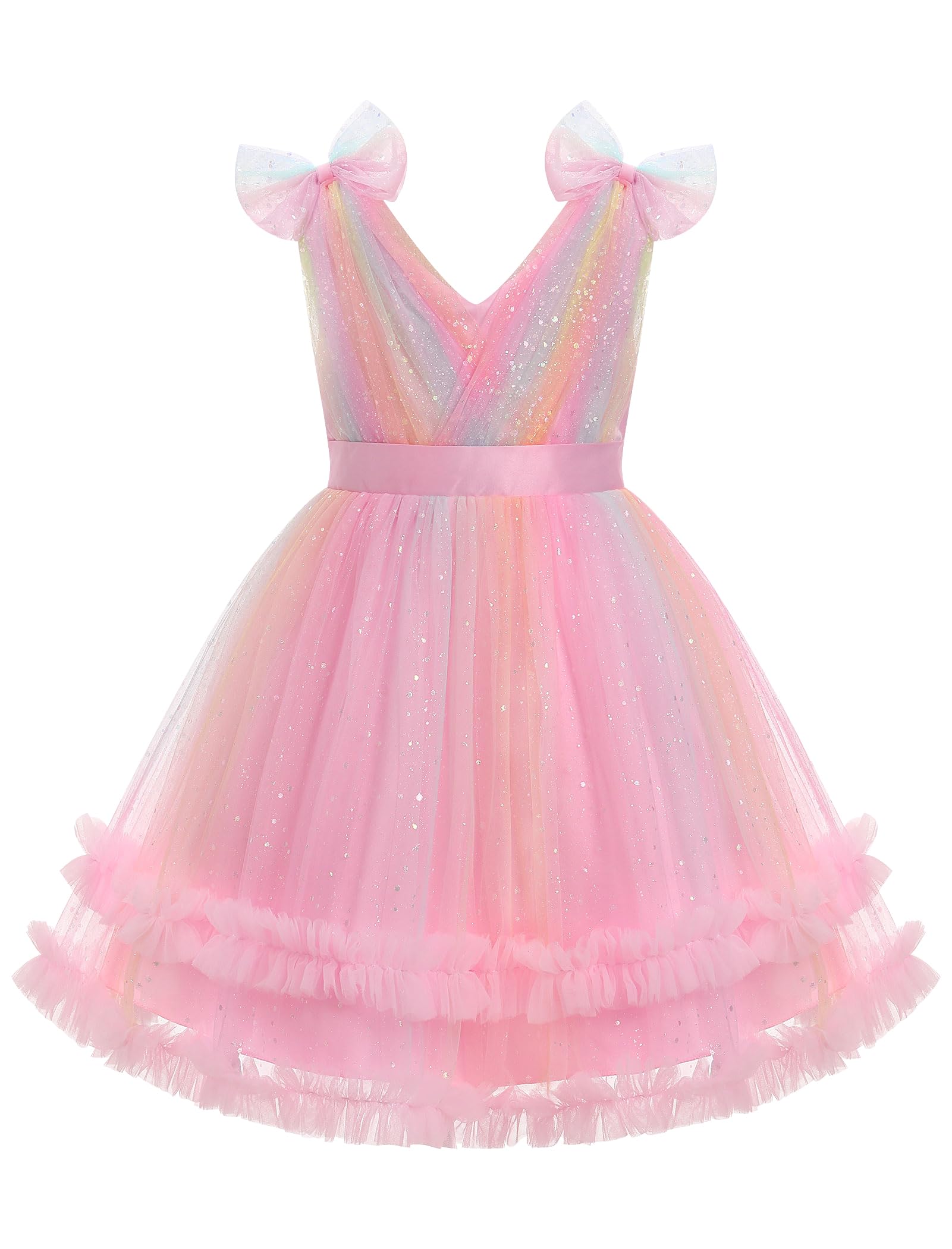 IMEKIS Toddler Kids Girls Sparkle Sequins Tulle Party Dress, Wedding Formal Birthday Tea Party Dresses 2-8T