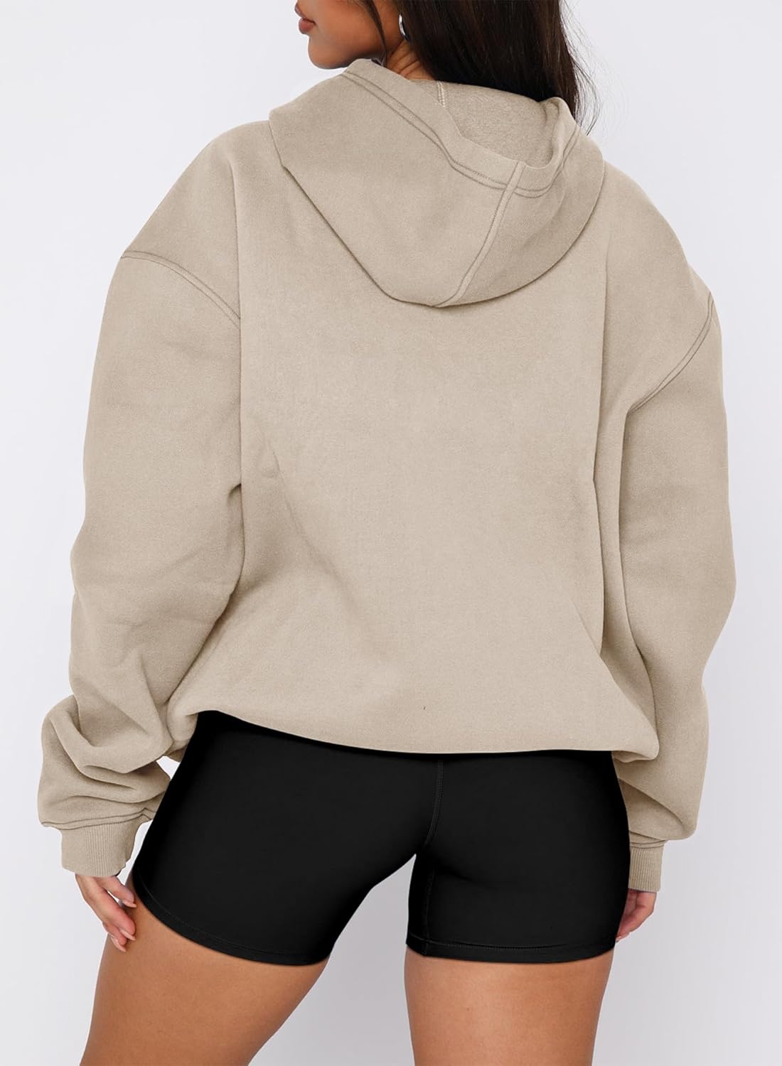 onlypuff Women Hoodies Casual Pullover Long Sleeve Sweatshirt Kangaroo Pocket Drop Shoulder Sweater - Image 3