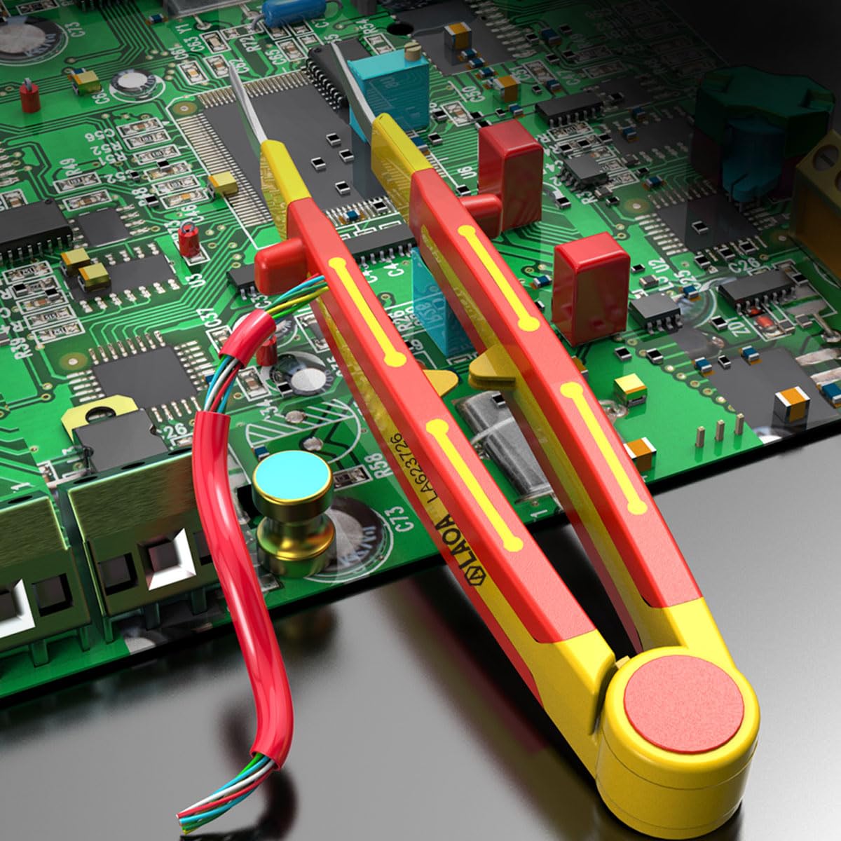LAOA VDE Pinzette di precisione isolate da 1000 V per elettricisti, in acciaio inox, antiscivolo, 4 stili di punta (larga/micro/fine/curva) per lavori elettrici, saldature, riparazioni elettroniche