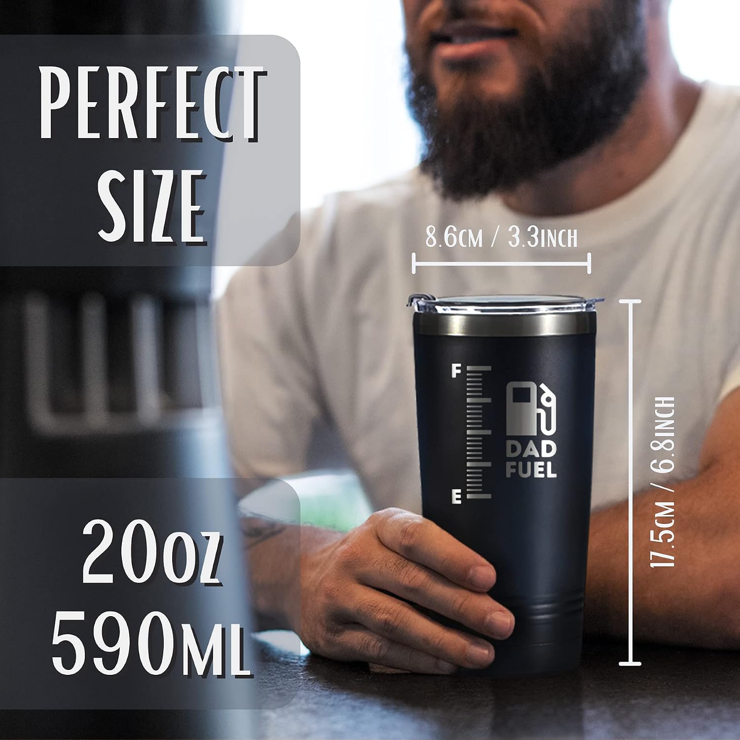 Onebttl Dad Gifts from Daughter I Am a Proud Dad of an Awesome Daughter Tumbler - Funny Fathers Day Present Travel Coffee Mug 590ml - Image 4