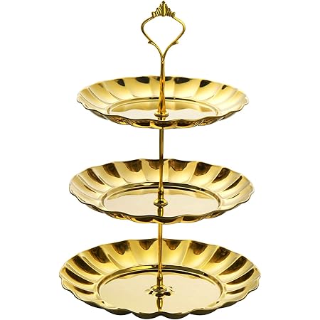 Bo Time Plateau Presentoir A Gateaux De Style Oriental En Metal Dore Avec Poignee Et Assiette En Verre Amazon Fr Cuisine Et Maison