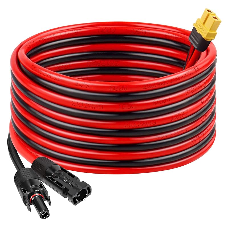 Cabo de extensão solar para XT60 MOOKEERF, 6,10 m, fio 12AWG, conector macho para fêmea, 1 unidade