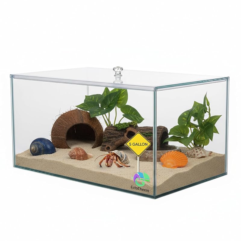 Terrário de vidro para caranguejo-eremita com tampa EctoTherm 18,9 L