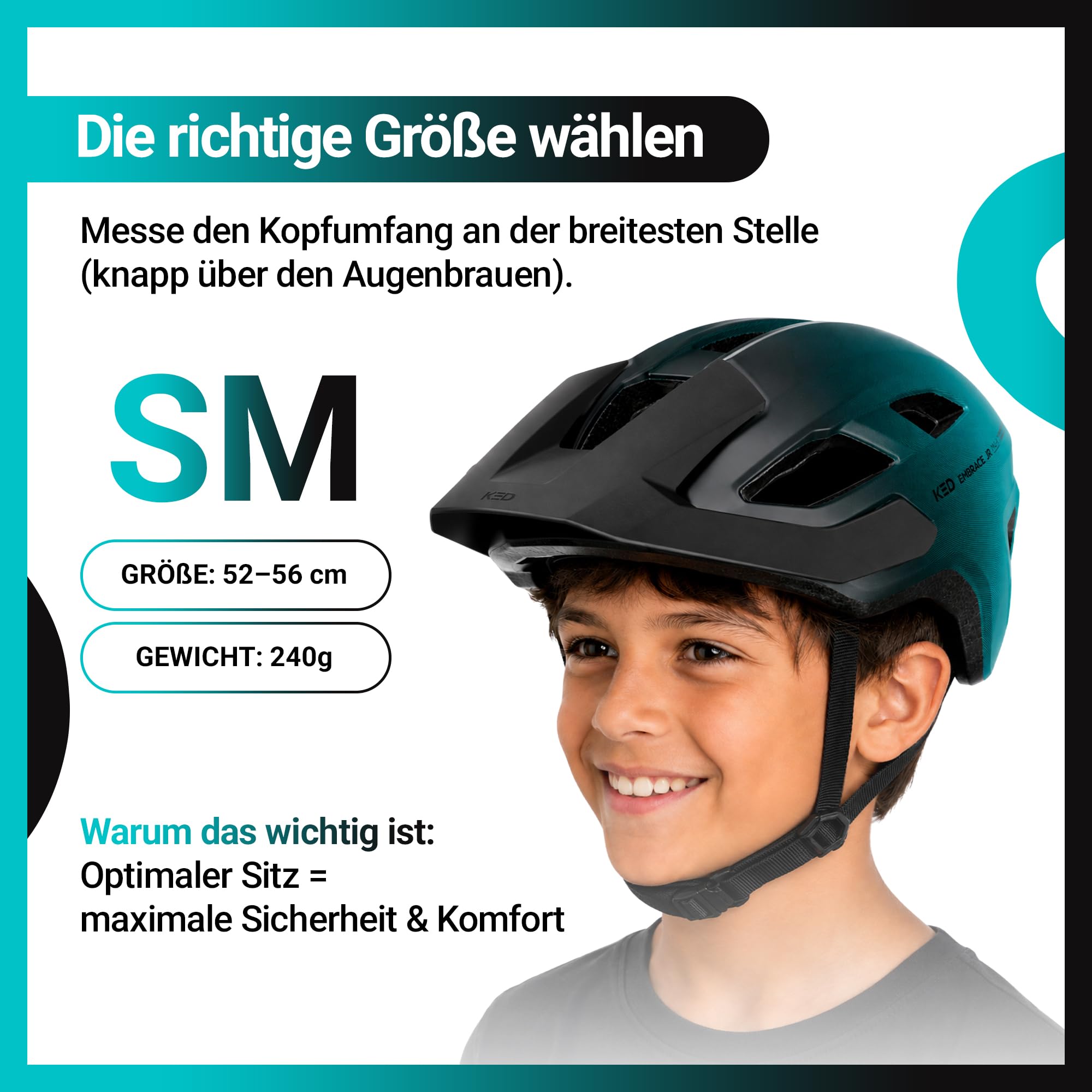 KED Embrace Jr Fahrradhelm – Jugendhelm Mit Integriertem Visier, Leichtbau Und Vielseitiger Alltagstauglichkeit