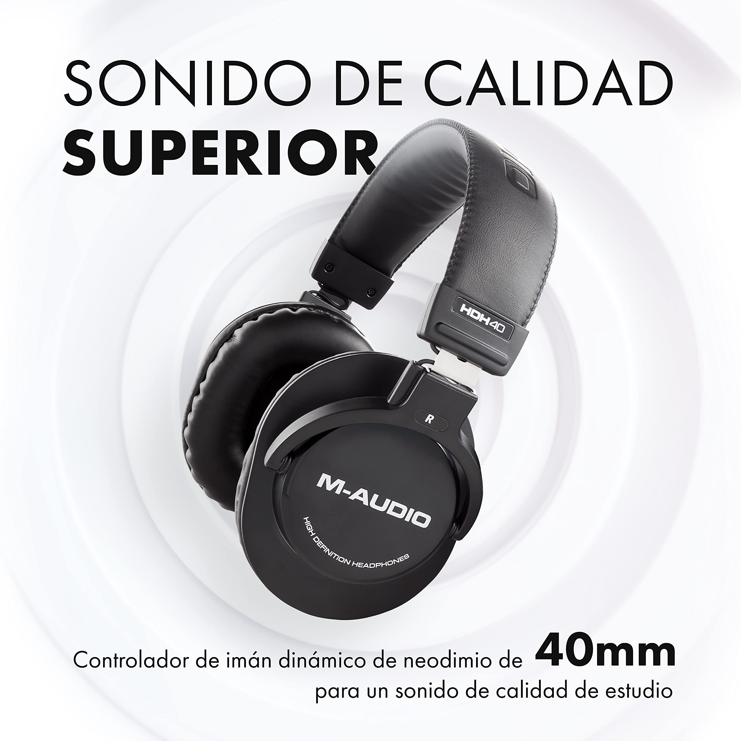 Paquete para grabación de estudio de M-Audio: interfaz de audio USB M-track Solo + monitores de estudio BX3 + Auriculares de estudio HDH40 para grabación y monitorización en estudio
