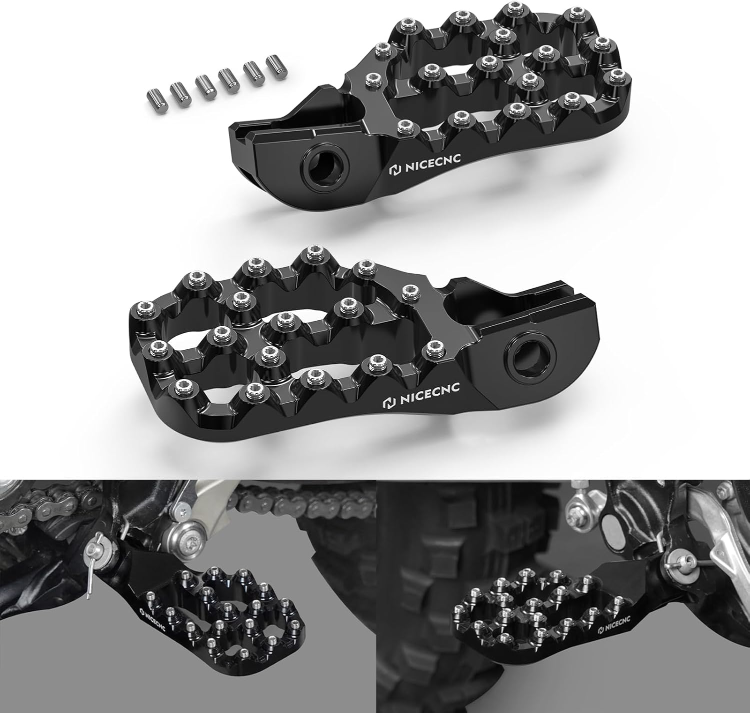 NICECNC Black Offset Foot Peg Footrests Compatible with KTM XCW XCF-W 2017-2023,Compatible with Husqvarna FC 250 350 450 2016 125-501 TX FX TC FC 2017-2022,See Fitment
