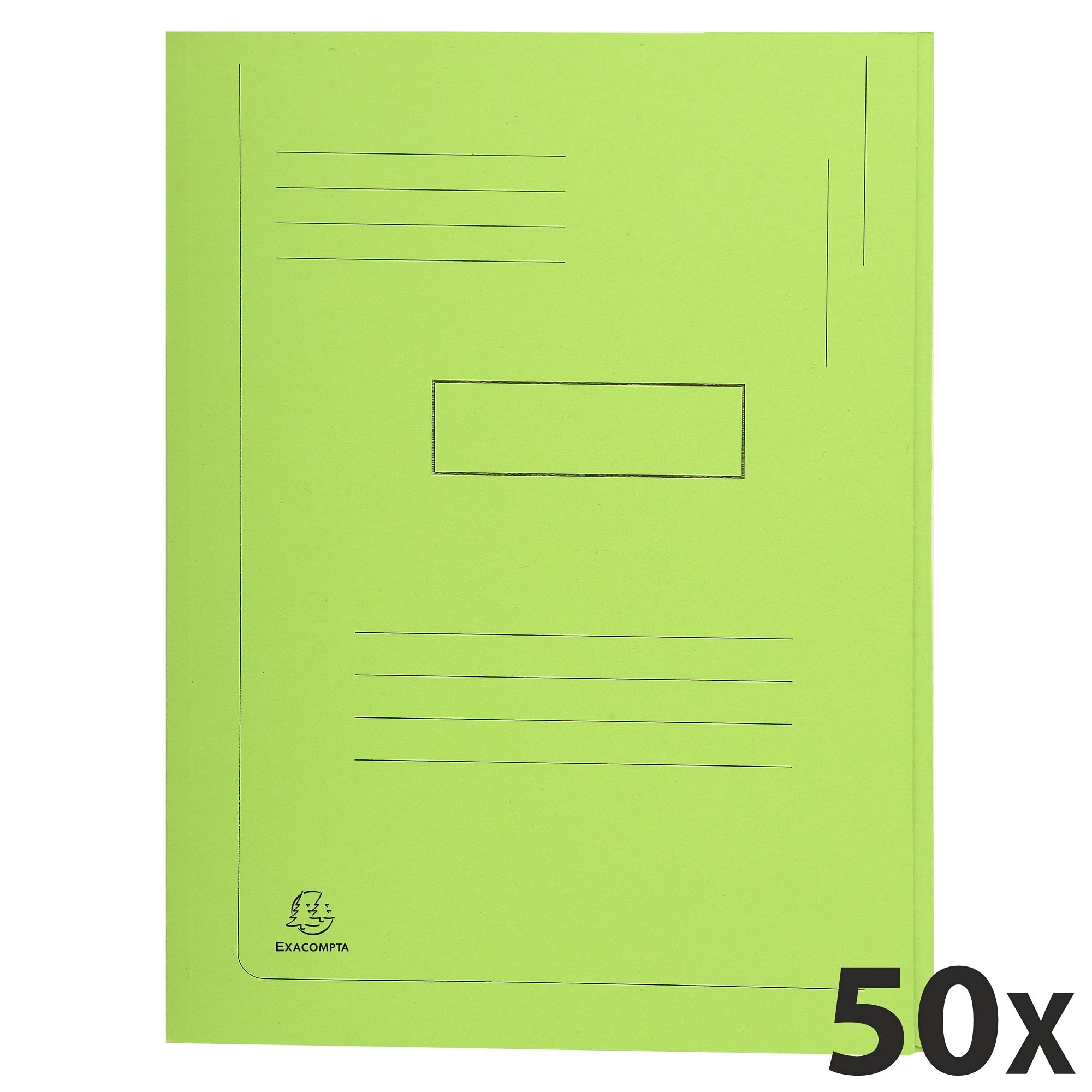 Exacompta 445013E - Carpeta (Conventional file folder, Caja de cartón, Verde, A4, 290 g/m², 240 mm), Pack de 50 unidades
