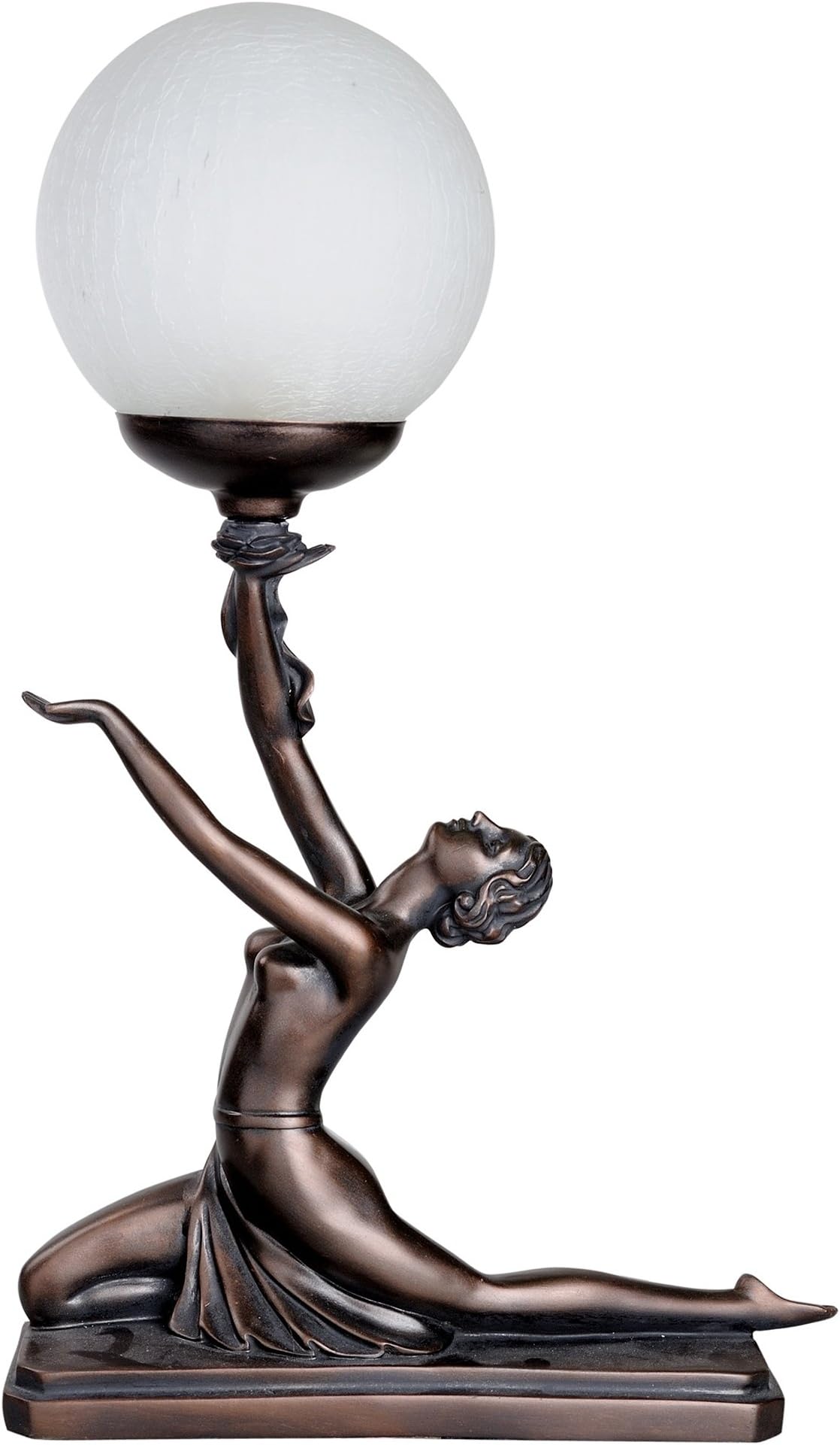 ART DECO BRONZE HANDPAINTED NAKED LADY ATHLETIC FLAPPER DRESS LAMP LIGHT