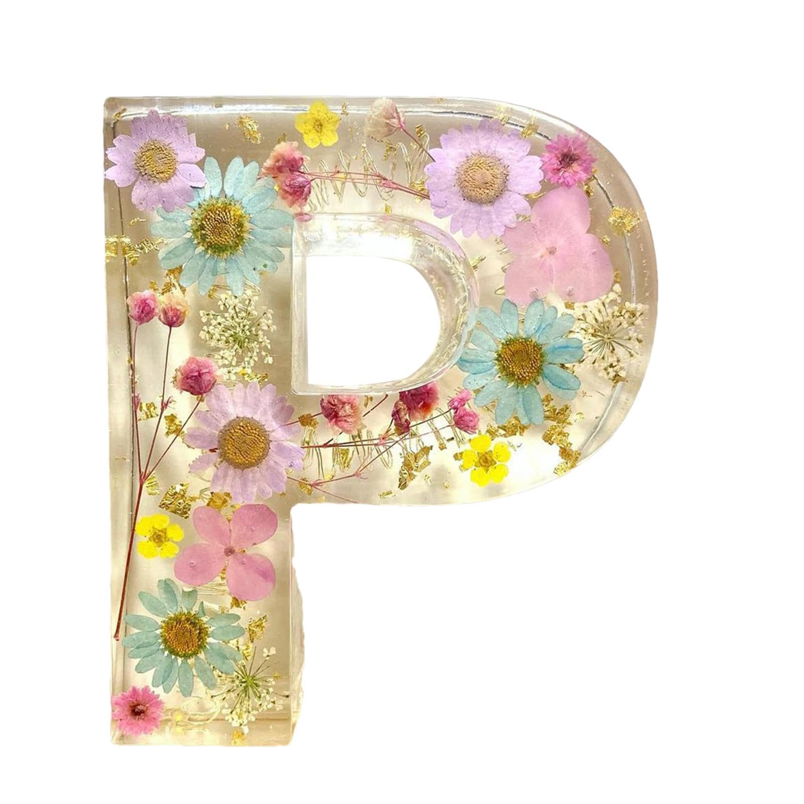 Floral Resin Night Light Letter, Floral Resin Night Light, Pressed Flower Resin Letters with LED Light, Initial Letter Floralnight Light Resin Lamp, Night Lamp for Mother Wife Birthday Present — image 1