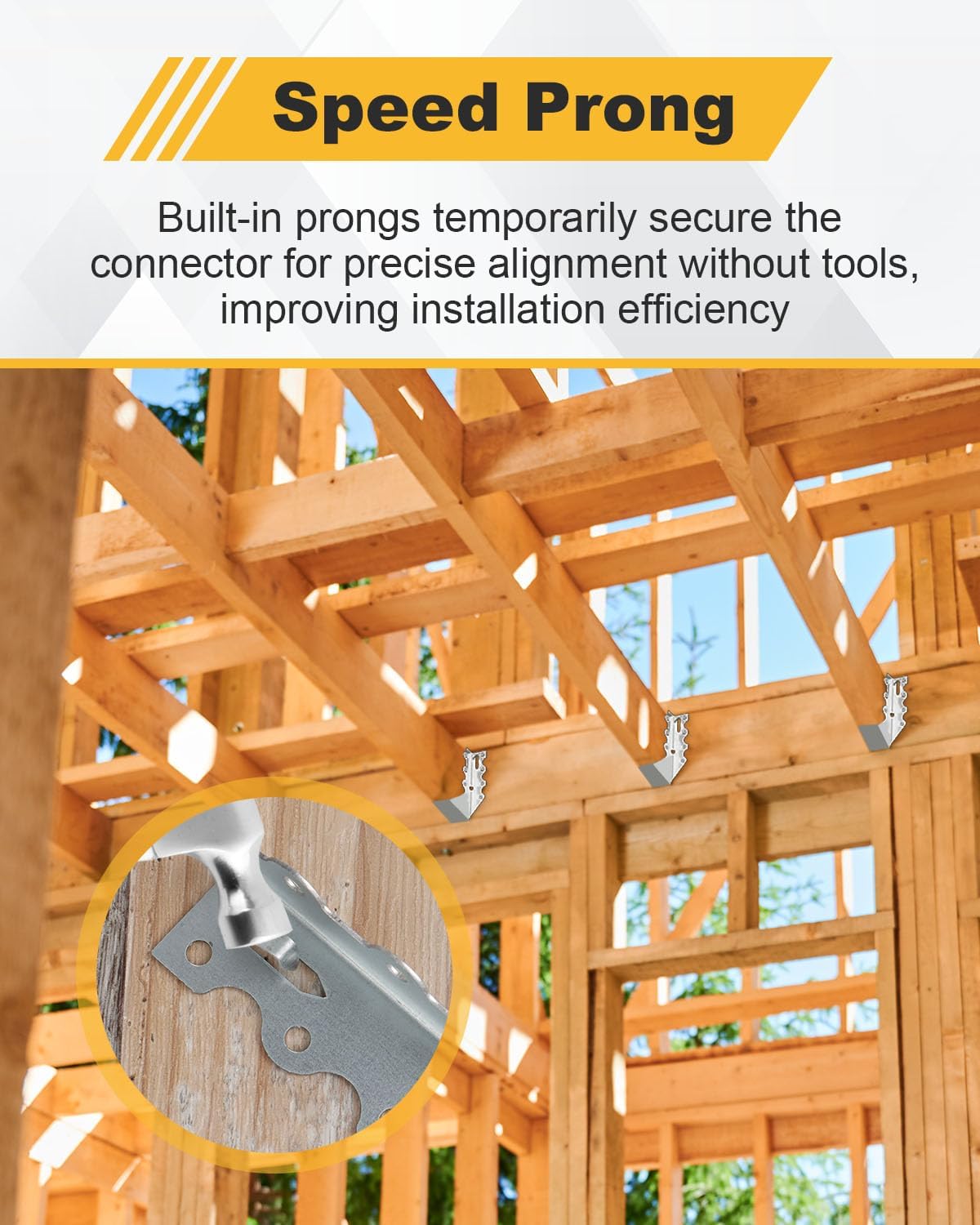 50 Pcs 2x6 Joist Hangers for Wood, 20 Gauge Galvanized Face Mount Joist Hangers, Heavy Duty Hurricane Ties for Rafters Roofs Decks Floors Ceilings