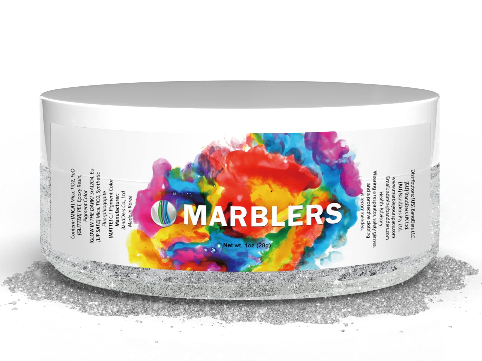 MARBLERS Gray Mica Powder Colorant [Silver Pearl] 1oz (28g) | Cosmetic | Epoxy Resin Pigment | Dye | Non-Toxic, Vegan, Cruelty-Free | Lip Gloss, Nails, Body Butter | Bath Bomb, Candle & Soap Making