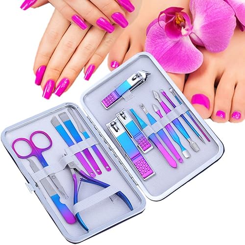 Miniatura 5 de Juego de manicura, kit profesional de cortaúñas, herramientas de cuidado de pedicura, kit profesional de aseo para mujeres, acero inoxidable de alta
