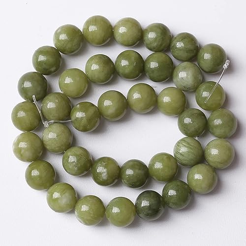 Miniatura 5 de Cuentas de jade verde chino natural, cuentas redondas sueltas para hacer joyas, pulseras, collares, 0.315 in, 45 unidades, 15 pulgadas