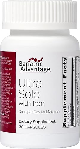 Bariatric Advantage Ultra Solo con hierro - Multivitamínico diario una vez al día - para pacientes bariátricos - con tiamina, vitamina A y más - Sin
