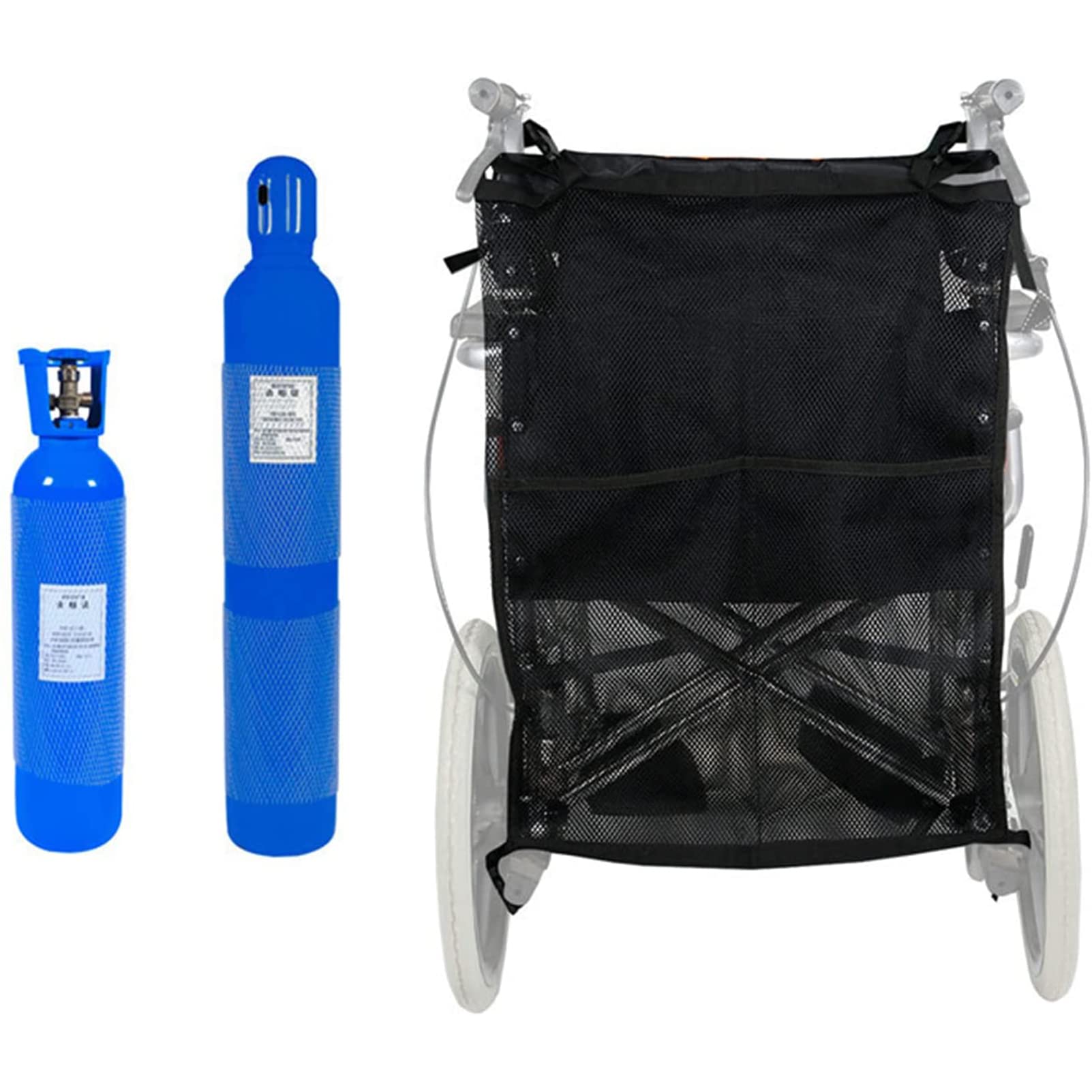 Bolsa para Cilindro de oxígeno Doble para Silla de Ruedas, Bolsa de Transporte para Cilindros de oxígeno, Soporte para Tanque de oxígeno Que se Adapta a Botellas con Cilindros D y E, Soporte para mo