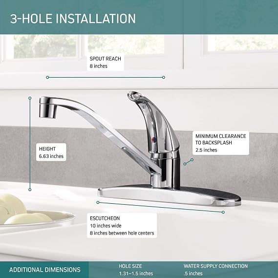 Peerless Single-Handle Kitchen Sink Faucet, Chrome P110LF