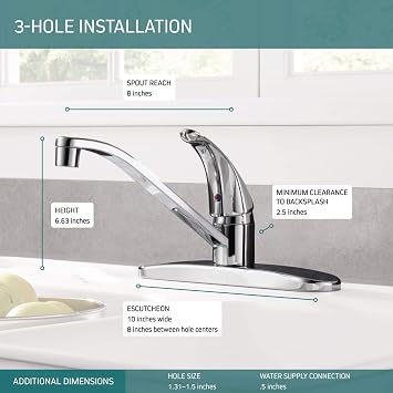 Peerless Single-Handle Kitchen Sink Faucet, Chrome P110LF